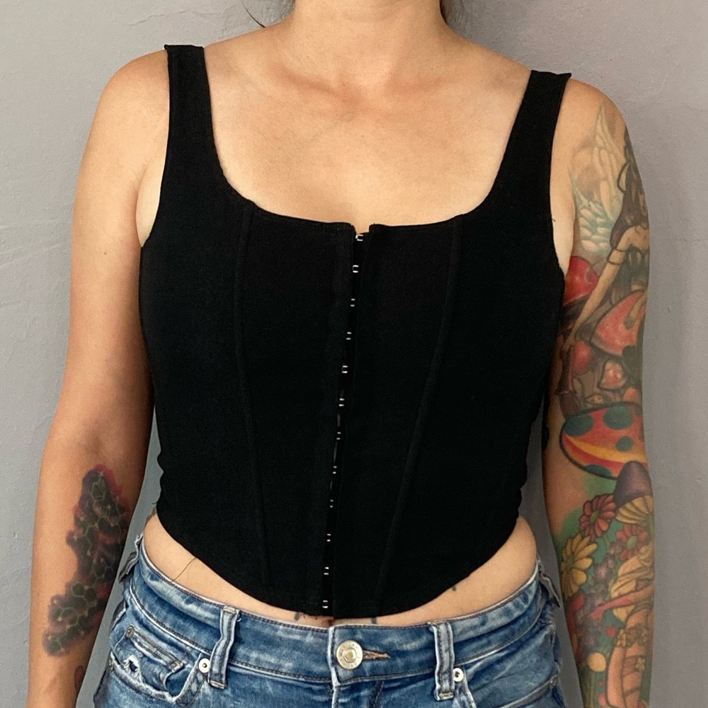 Black Women's Sleeveless Corset Crop Top